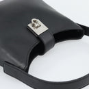 Salvatore Ferragamo Gancini Hand Bag Leather Black Silver Auth ka5126A-6