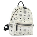 MCM Vicetos Backpack PVC Leather White Silver Auth ka5127-1