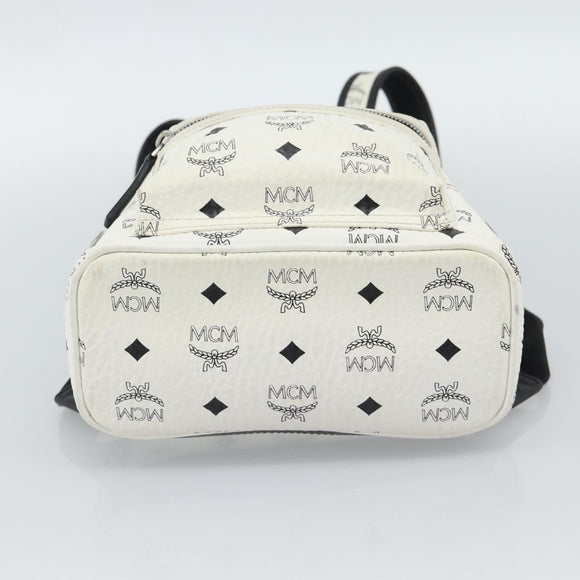 MCM Vicetos Backpack PVC Leather White Silver Auth ka5127
