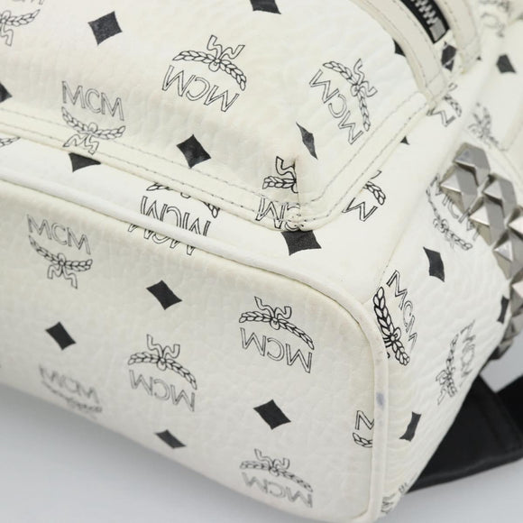 MCM Vicetos Backpack PVC Leather White Silver Auth ka5127