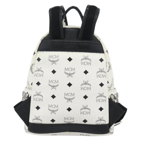 MCM Vicetos Backpack PVC Leather White Silver Auth ka5127