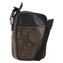 FENDI Zucca Shoulder Bag PVC Leather Brown Silver 7VA456 Auth ka5128-1