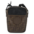 FENDI Zucca Shoulder Bag PVC Leather Brown Silver 7VA456 Auth ka5128-2