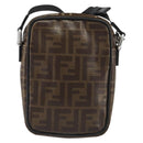 FENDI Zucca Shoulder Bag PVC Leather Brown Silver 7VA456 Auth ka5128-3