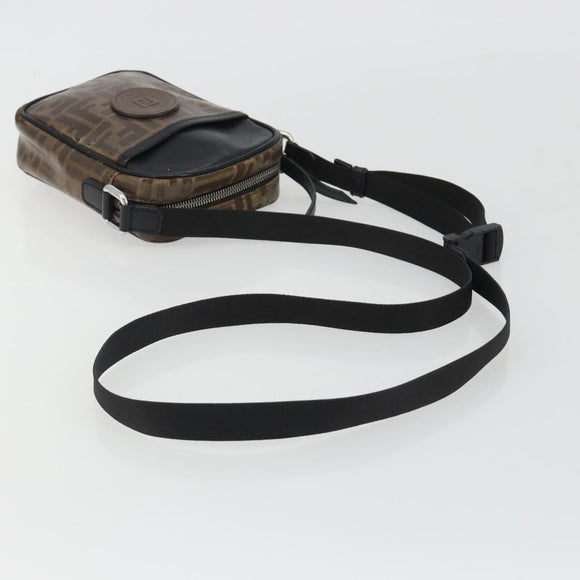 FENDI Zucca Shoulder Bag PVC Leather Brown Silver 7VA456 Auth ka5128