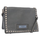 PRADA Shoulder Bag Leather 2way Gray Silver Auth ka5129-1