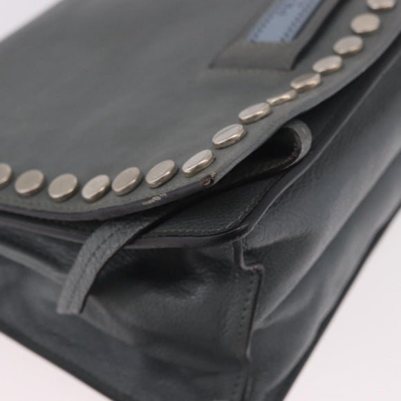 PRADA Shoulder Bag Leather 2way Gray Silver Auth ka5129