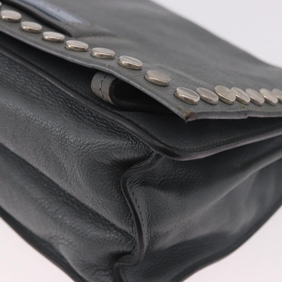 PRADA Shoulder Bag Leather 2way Gray Silver Auth ka5129