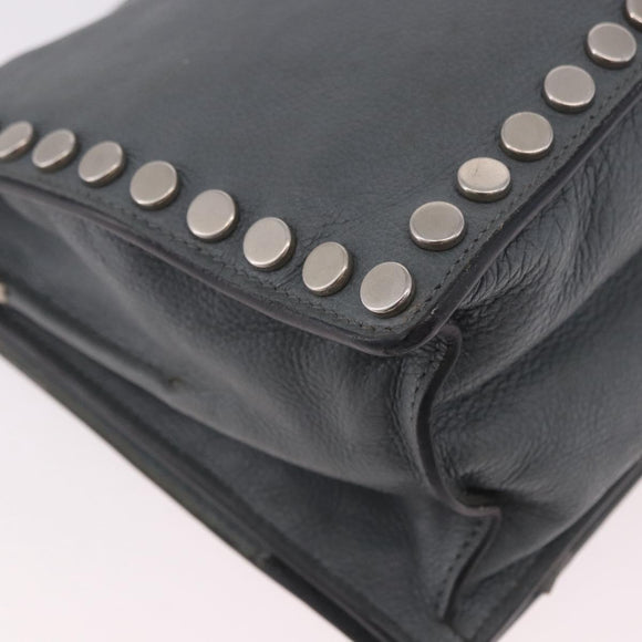 PRADA Shoulder Bag Leather 2way Gray Silver Auth ka5129