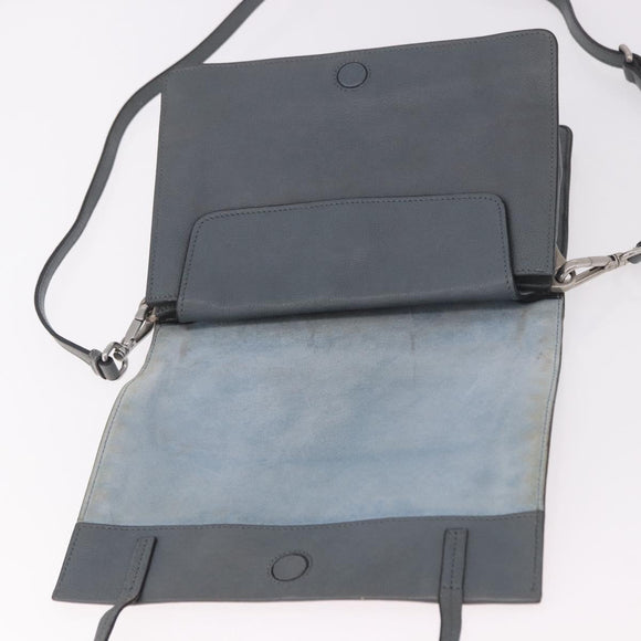 PRADA Shoulder Bag Leather 2way Gray Silver Auth ka5129