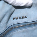 PRADA Shoulder Bag Leather 2way Gray Silver Auth ka5129-16