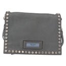 PRADA Shoulder Bag Leather 2way Gray Silver Auth ka5129-2