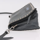 PRADA Shoulder Bag Leather 2way Gray Silver Auth ka5129-5