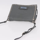 PRADA Shoulder Bag Leather 2way Gray Silver Auth ka5129-6