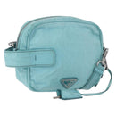 PRADA Shoulder Bag Leather Light Blue Silver Auth ka5130-1