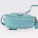 PRADA Shoulder Bag Leather Light Blue Silver Auth ka5130-6