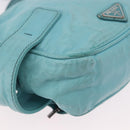 PRADA Shoulder Bag Leather Light Blue Silver Auth ka5130-15