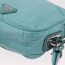 PRADA Shoulder Bag Leather Light Blue Silver Auth ka5130-16