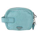PRADA Shoulder Bag Leather Light Blue Silver Auth ka5130-13