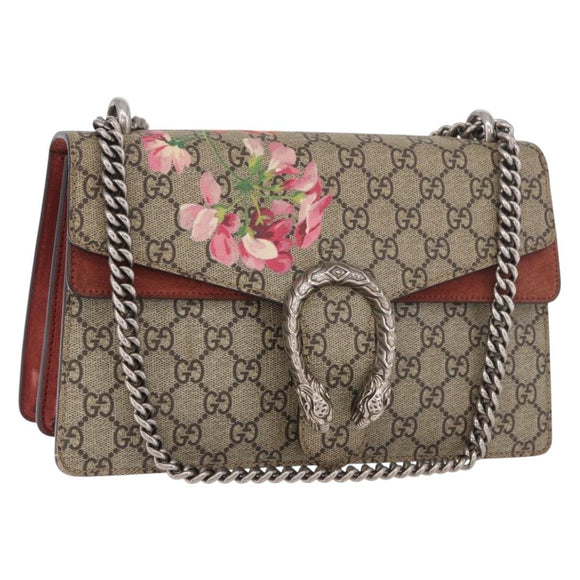 GUCCI GG Supreme Dionysus Chain Shoulder Bag PVC Beige Silver 400249 Auth ka5132