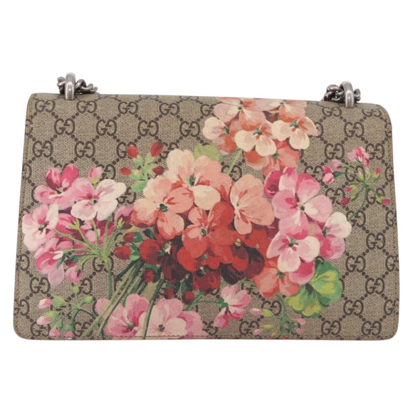 GUCCI GG Supreme Dionysus Chain Shoulder Bag PVC Beige Silver 400249 Auth ka5132