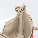 CELINE Chain Shoulder Bag Leather Beige Gold Auth ka5133A-18