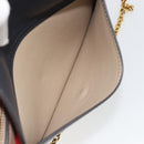 CELINE Chain Shoulder Bag Leather Beige Gold Auth ka5133A-20