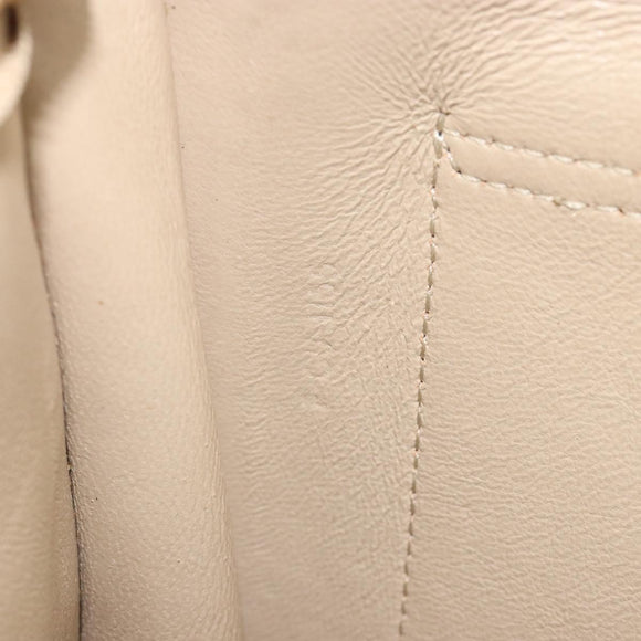 CELINE Chain Shoulder Bag Leather Beige Gold Auth ka5133A