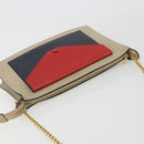 CELINE Chain Shoulder Bag Leather Beige Gold Auth ka5133A-6