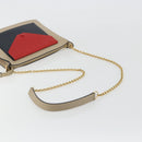 CELINE Chain Shoulder Bag Leather Beige Gold Auth ka5133A-7