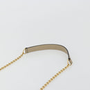 CELINE Chain Shoulder Bag Leather Beige Gold Auth ka5133A-8