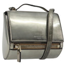 GIVENCHY Shoulder Bag Leather Silver Gold Auth ka5134-1