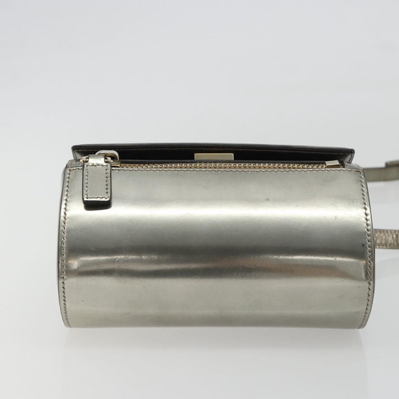 GIVENCHY Shoulder Bag Leather Silver Gold Auth ka5134