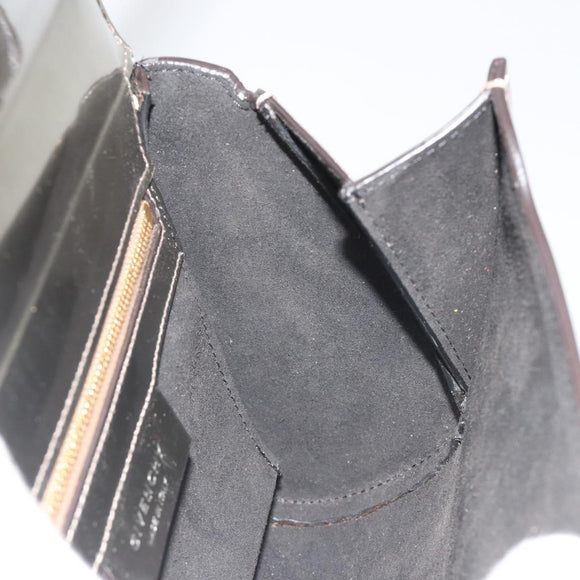 GIVENCHY Shoulder Bag Leather Silver Gold Auth ka5134