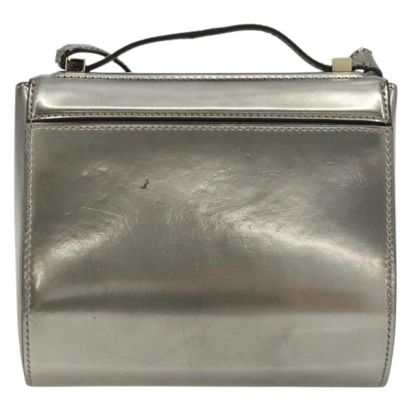 GIVENCHY Shoulder Bag Leather Silver Gold Auth ka5134