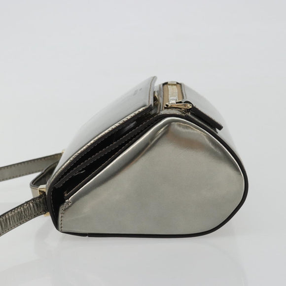 GIVENCHY Shoulder Bag Leather Silver Gold Auth ka5134