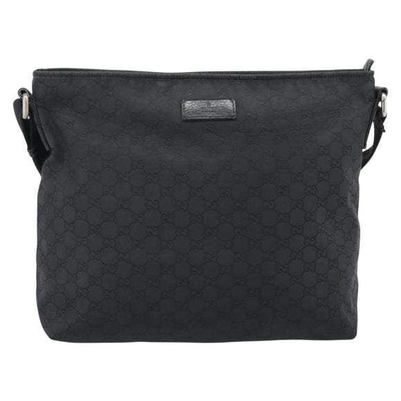 GUCCI GG Canvas Shoulder Bag Black Silver 339569 Auth ka5137