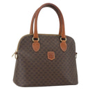 CELINE Macadam Canvas Hand Bag PVC Leather Brown Gold Auth ka514-1