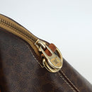 CELINE Macadam Canvas Hand Bag PVC Leather Brown Gold Auth ka514-14