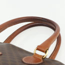 CELINE Macadam Canvas Hand Bag PVC Leather Brown Gold Auth ka514-8