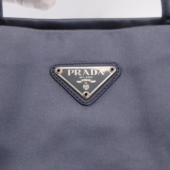 PRADA Hand Bag Satin Blue Auth ka5142A
