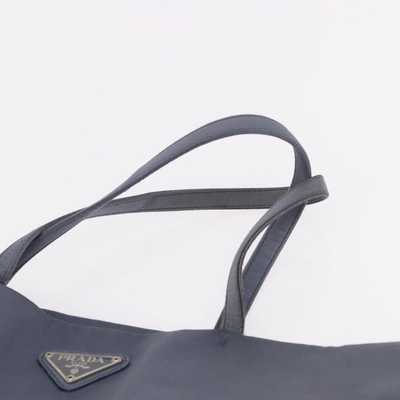 PRADA Hand Bag Satin Blue Auth ka5142A