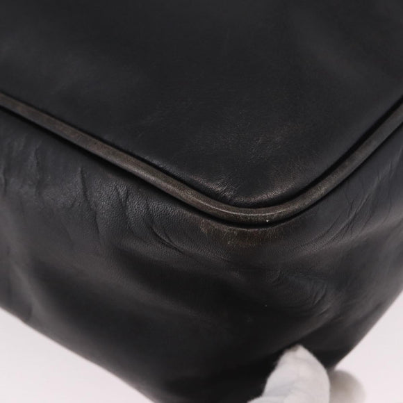 LOEWE Anagram Shoulder Bag Leather Black Gold Auth ka5143