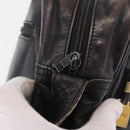 LOEWE Anagram Shoulder Bag Leather Black Gold Auth ka5143-10
