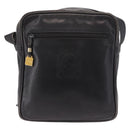 LOEWE Anagram Shoulder Bag Leather Black Gold Auth ka5143-13