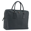 PRADA Business Bag Saffiano leather Navy Silver Auth ka5145-1