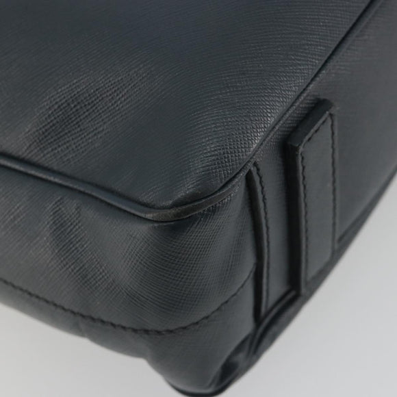 PRADA Business Bag Saffiano leather Navy Silver Auth ka5145