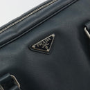 PRADA Business Bag Saffiano leather Navy Silver Auth ka5145-14