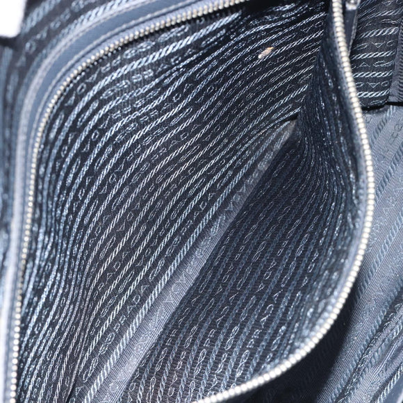 PRADA Business Bag Saffiano leather Navy Silver Auth ka5145
