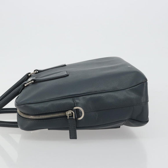 PRADA Business Bag Saffiano leather Navy Silver Auth ka5145